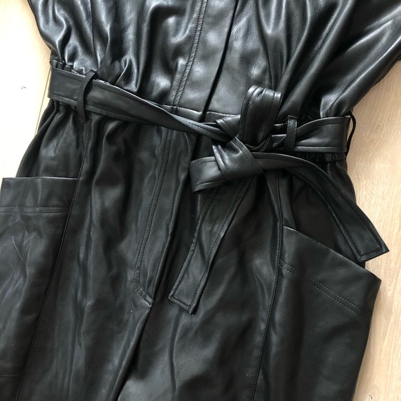 Mango MNG Play Suit Leather Tie Waist Jumpsuit in Black size L - Picture 14 of 16